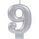 Silver Number 9 Birthday Candle